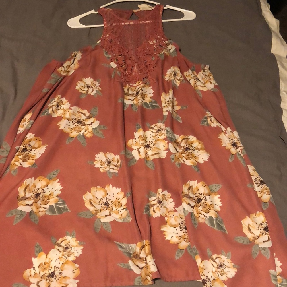 Pink floral swing dress